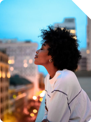 Student looking at city